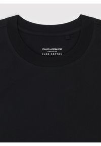 Pako Lorente - PAKO LORENTE – Czarny męski t-shirt basic. Okazja: na co dzień. Kolor: czarny, biały. Materiał: bawełna. Styl: casual #9