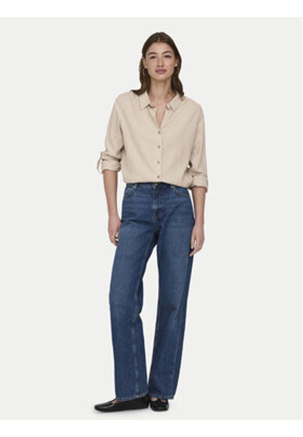 only - ONLY Koszula Goa 15363991 Beżowy Loose Fit. Kolor: beżowy. Materiał: wiskoza