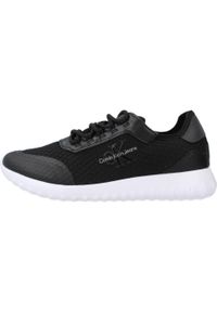 Tenisówki Calvin Klein Model Eva Runner Monologo W Kolor Czarny. Kolor: czarny. Materiał: tkanina