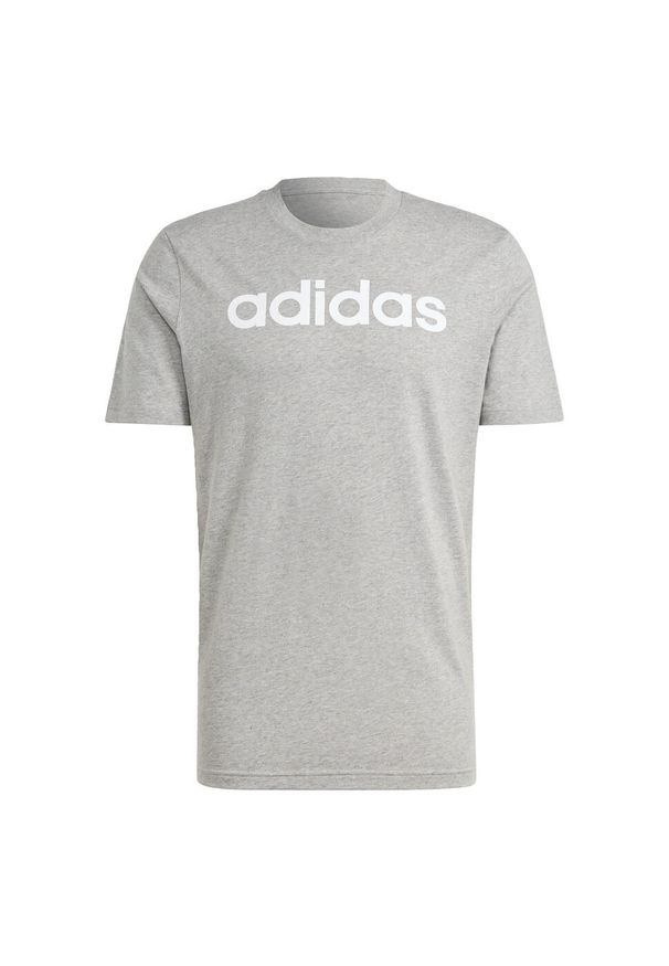 Adidas - Essentials Single Jersey Linear Embroidered Logo Tee. Kolor: szary. Materiał: jersey