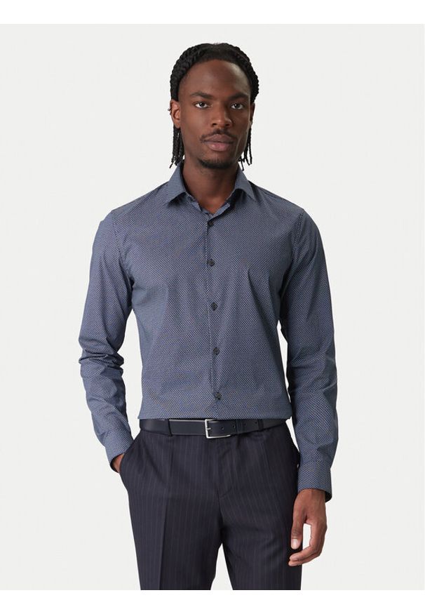 Calvin Klein Koszula LV019EU083 Granatowy Slim Fit. Kolor: niebieski. Materiał: bawełna