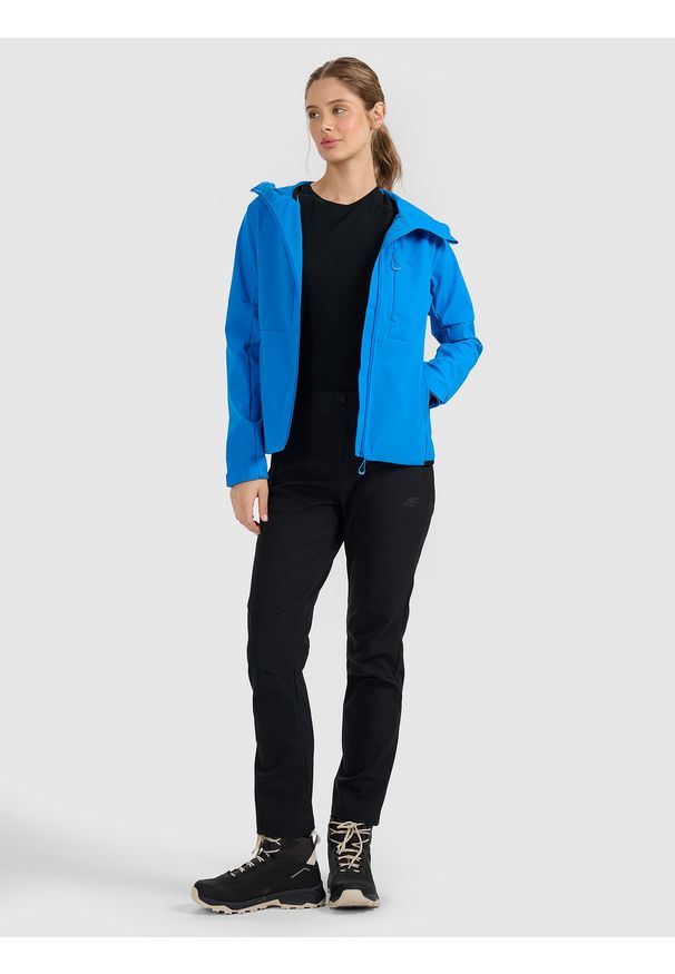 4f - 4F Kurtka softshell wiatroodporna membrana 10000 damska - niebieska XXL. Kolor: niebieski. Materiał: softshell. Technologia: Primaloft. Wzór: gładki. Sport: turystyka piesza, wspinaczka