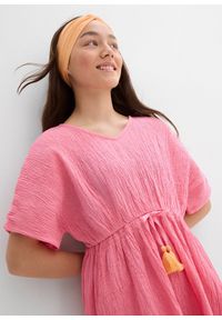 bonprix - Sukienka kaftanowa z fakturowanego, kreszowanego materiału. Kolor: różowy. Materiał: materiał. Sezon: lato #2