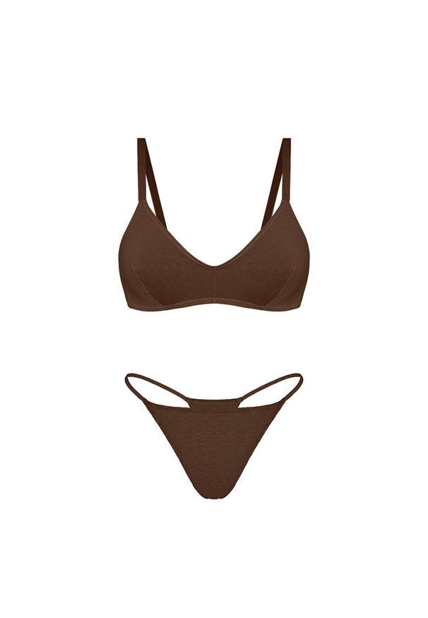 Intica - Komplet bielizny z miękkiego materiału na co dzień i okazje Kenul. Kolor: brązowy. Materiał: materiał