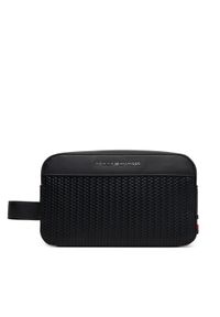 TOMMY HILFIGER - Tommy Hilfiger Kosmetyczka Th Woven Washbag AM0AM13838 Czarny. Kolor: czarny. Materiał: skóra