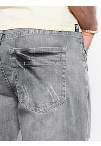 Ombre Clothing - Krótkie spodenki męskie jeansowe - szary W311 - XXL. Kolor: szary. Materiał: jeans. Długość: krótkie. Sezon: lato