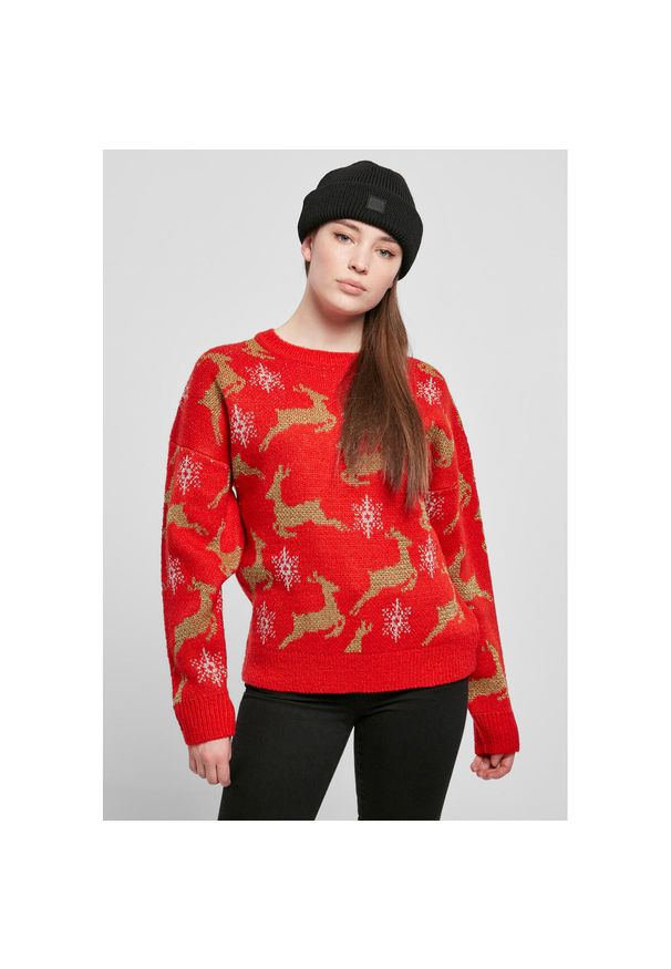 Bluza damska Urban Classics oversized christmaser. Kolor: czerwony, wielokolorowy, żółty. Sezon: zima