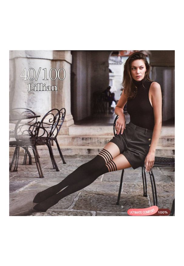 Czarne Rajstopy Damskie Z Paseczkami Armodo. Kolor: czarny