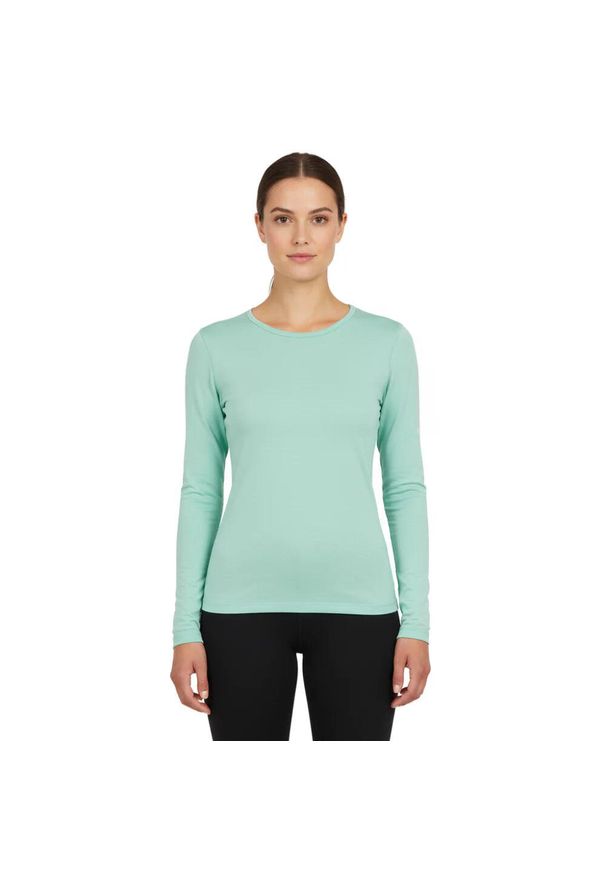 FJORK MERINO - Damski t-shirt z długim rękawem, 100% wełny merynosów - Bjork 210. Kolor: zielony. Materiał: wełna. Długość rękawa: długi rękaw. Długość: długie. Sezon: zima. Sport: narciarstwo