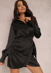 Renee - Czarna Sukienka Barbima. Kolor: czarny. Materiał: tkanina. Długość rękawa: długi rękaw. Długość: mini #5