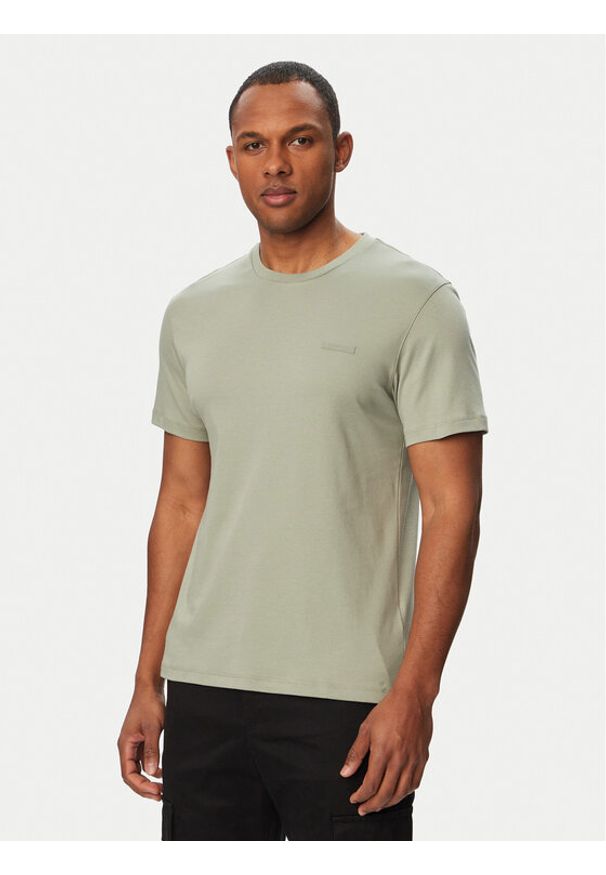 Calvin Klein T-Shirt LV04LG222G Khaki Slim Fit. Kolor: brązowy. Materiał: bawełna