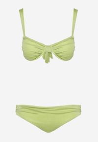 Renee - Jasnozielone Bikini Dwuczęściowe Biustonosz z Wiązaniem na Plecach Majtki Typu Figi Tiamarla. Kolor: zielony