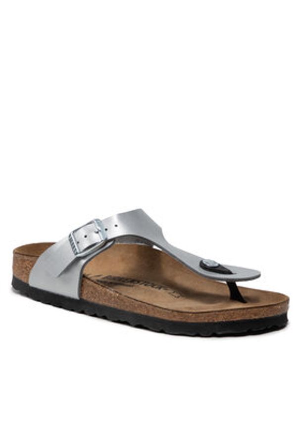 Birkenstock Japonki Gizeh Bs 0043853 Srebrny. Kolor: srebrny. Materiał: skóra