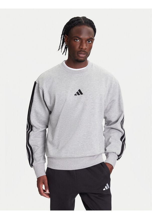 Adidas - adidas Bluza Essentials 3-Stripes JE6308 Szary Regular Fit. Kolor: szary. Materiał: bawełna, syntetyk