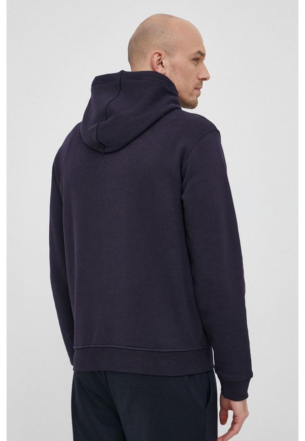 Guess Bluza męska kolor granatowy z kapturem gładka. Typ kołnierza: kaptur. Kolor: niebieski. Materiał: bawełna. Wzór: gładki