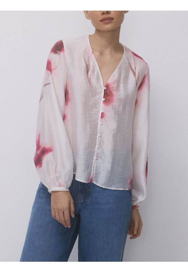 Reserved - Wzorzysta bluzka - wielobarwny. Materiał: tkanina