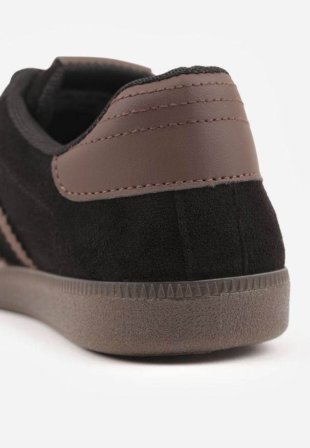 Born2be - Czarno-Brązowe Sneakersy z Imitacji Zamszu na Płaskiej Podeszwie Memeriana. Kolor: czarny. Materiał: zamsz. Szerokość cholewki: normalna. Obcas: na płaskiej podeszwie