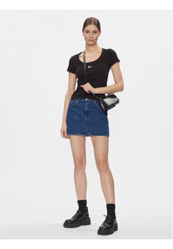 Tommy Jeans Spódnica jeansowa Izzie DW0DW17287 Niebieski Regular Fit. Kolor: niebieski. Materiał: bawełna