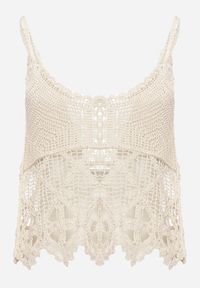 Born2be - Beżowy Bawełniany Top Boho w Szydełkowym Stylu Janeila. Kolor: beżowy. Materiał: bawełna. Wzór: aplikacja. Sezon: lato. Styl: boho #7