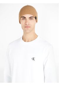 Calvin Klein Czapka Leather Patch Docker Beanie K50K510978 Zielony. Kolor: zielony. Materiał: wełna