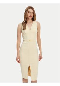 Elisabetta Franchi Sukienka koktajlowa AB-706-51E2-DC7 Żółty Slim Fit. Kolor: żółty. Materiał: syntetyk. Styl: wizytowy