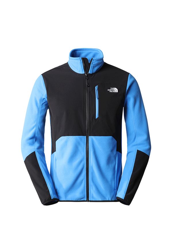 Bluza The North Face Glacier Pro 0A5IHSTV51 - niebiesko-czarna. Kolor: wielokolorowy, czarny, niebieski. Materiał: polar, materiał, poliester. Wzór: aplikacja. Styl: klasyczny. Sport: turystyka piesza