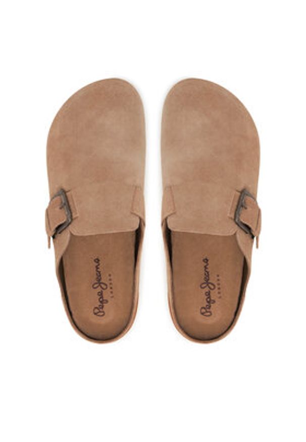 Pepe Jeans Klapki PMS90123 Beżowy. Kolor: beżowy. Materiał: zamsz, skóra