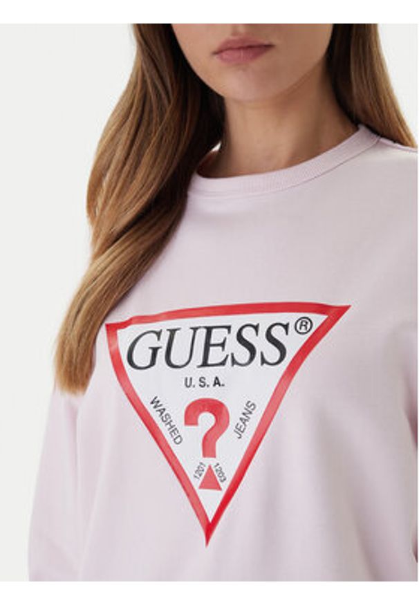 Guess Bluza W2YQ16 KBA11 Różowy Regular Fit. Kolor: różowy. Materiał: bawełna
