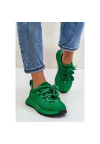 Zamszowe Sneakersy Damskie Z Grubym Sznurowaniem Artiker 55C0099 Zielone. Okazja: na co dzień. Zapięcie: sznurówki. Kolor: zielony. Materiał: zamsz. Obcas: na platformie #3