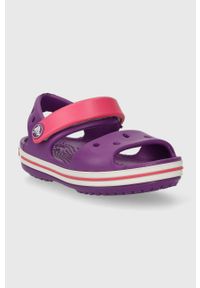 Crocs sandały dziecięce CROCBAND SANDAL KIDS kolor fioletowy. Zapięcie: rzepy. Kolor: fioletowy #4