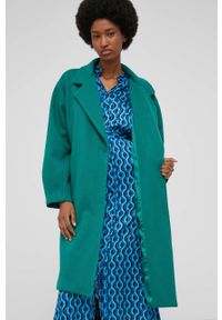 Answear Lab płaszcz z wełną kolor zielony przejściowy oversize. Kolor: zielony. Materiał: wełna. Styl: wakacyjny