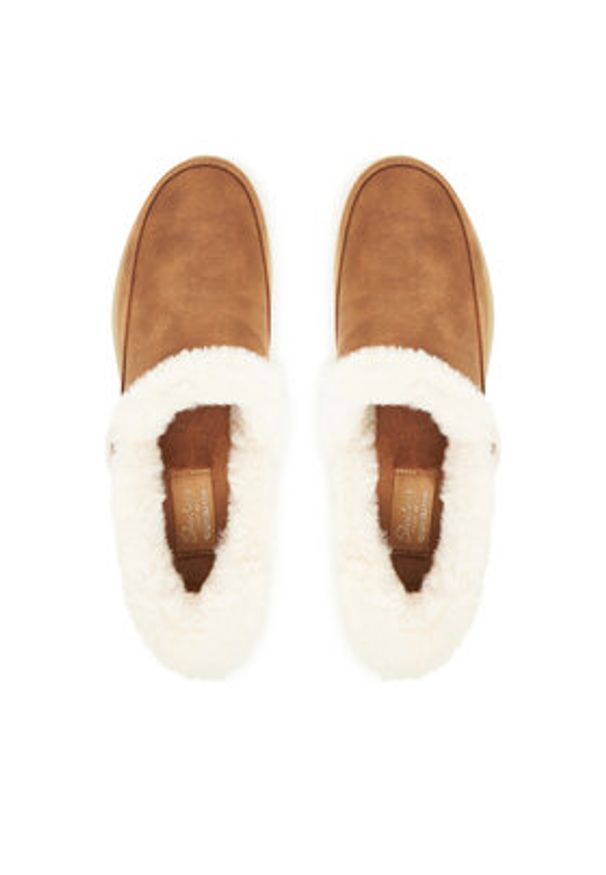 skechers - Skechers Kapcie Cozy Escape 168114/CSNT Brązowy. Kolor: brązowy. Materiał: skóra