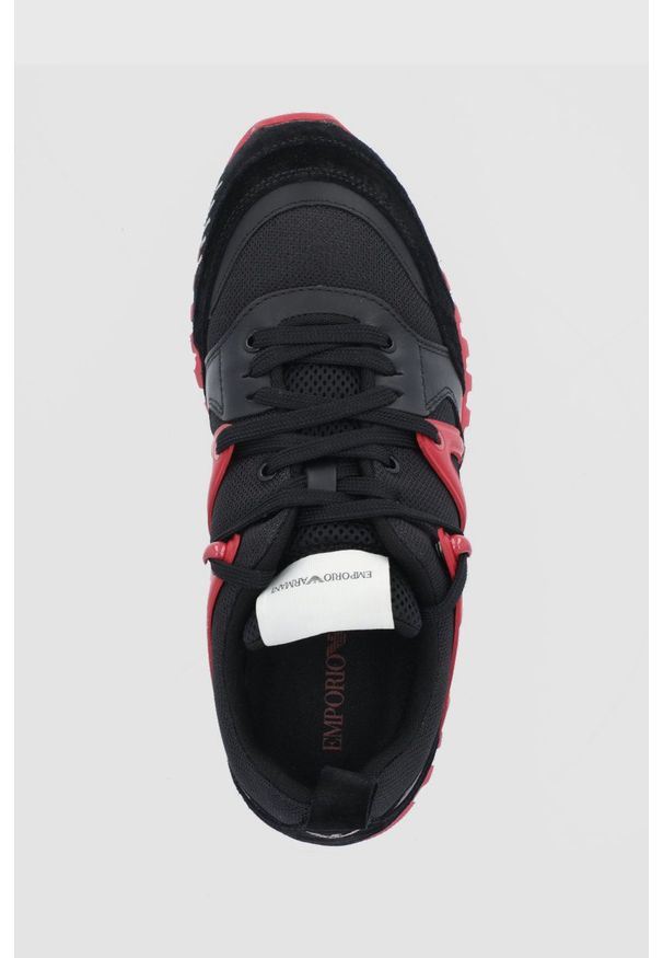 Emporio Armani Buty kolor czarny. Zapięcie: sznurówki. Kolor: czarny. Materiał: guma