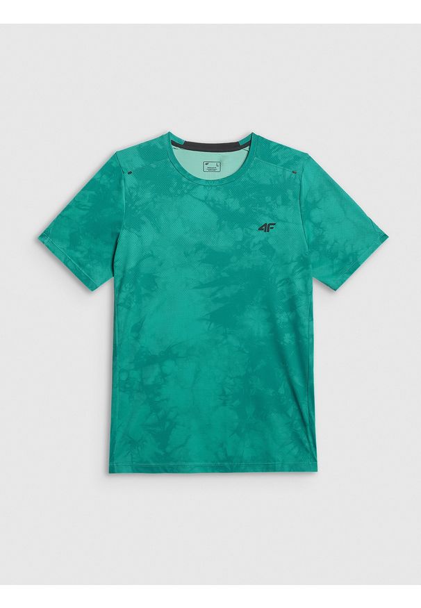 4f - 4F Koszulka treningowa regular szybkoschnąca męska - zielona M. Kolor: zielony. Materiał: materiał, włókno. Sport: fitness