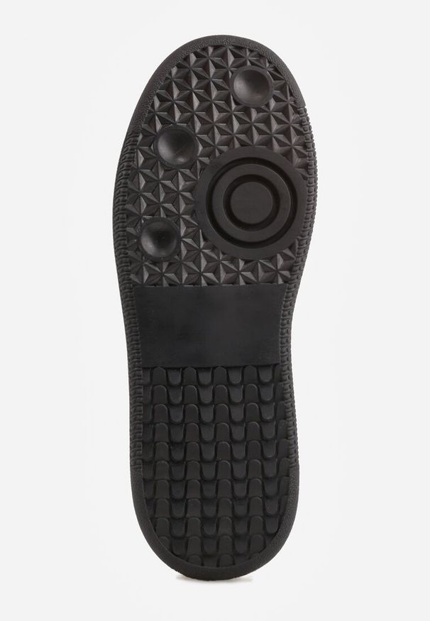 Renee - Czarne Sneakersy Skórzane w Stylu Tenisówek z Geometrycznym Wzorem Eshiryla. Okazja: na co dzień. Kolor: czarny. Materiał: skóra. Wzór: geometria