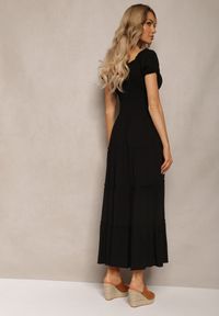 Renee - Czarna Rozkloszowana Sukienka Maxi z Hiszpańskim Dekoltem Kailra. Kolor: czarny. Długość: maxi #4