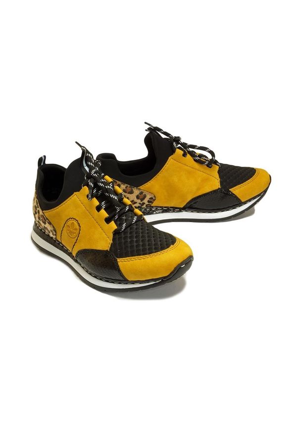 Rieker - RIEKER N3083-68 sneaker yellow combination, półbuty damskie. Zapięcie: sznurówki. Szerokość cholewki: normalna