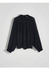 Reserved - Bluzka z wiskozy - czarny. Kolor: czarny. Materiał: wiskoza. Wzór: gładki #1