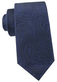 Krawat Męski - Angelo di Monti - Ciemnoniebieski, Faktura Paisley. Kolor: niebieski. Materiał: tkanina. Wzór: paisley. Styl: elegancki, wizytowy #1