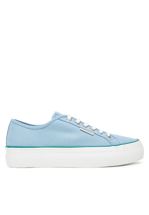 Calvin Klein Jeans Tenisówki Vulc Flatform Ctn Logo Tag YW0YW01838 Błękitny. Kolor: niebieski. Materiał: materiał