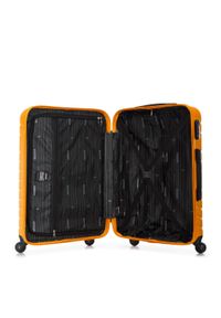 Wittchen - Średnia walizka z ABS-u z geometrycznym tłoczeniem pomarańczowa. Kolor: pomarańczowy. Materiał: poliester. Wzór: geometria #10