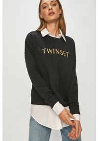 TwinSet - Twinset - Bluza. Kolor: czarny. Wzór: nadruk #1