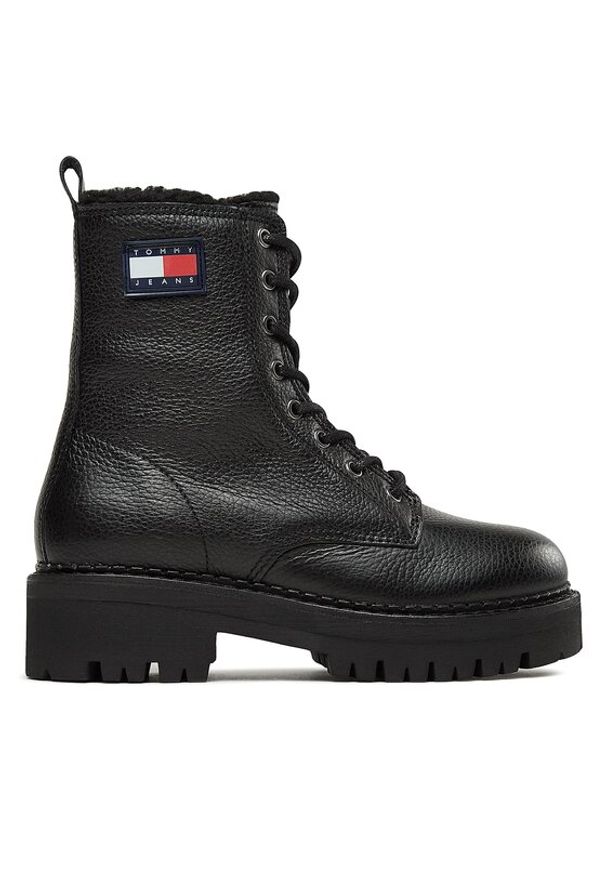 Tommy Jeans Botki Tjw Urban Boot Tumbled Ltr Wl EN0EN02317 Czarny. Kolor: czarny. Materiał: skóra