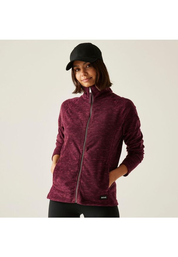 Regatta - Polar damski rozsuwany Mayse. Kolor: fioletowy. Materiał: polar. Długość rękawa: raglanowy rękaw. Wzór: melanż