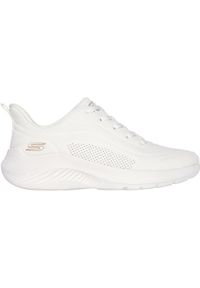 skechers - Adidasy Skechers Bobs Squad Waves-jus, Kobiety. Kolor: biały. Materiał: guma, syntetyk, tkanina, materiał