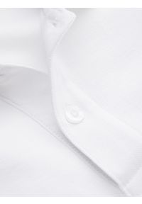Ombre Clothing - Jednokolorowa koszulka męska polo BASIC z dzianiny pique - biała V4. Okazja: na co dzień. Typ kołnierza: polo. Kolor: biały. Materiał: dzianina. Wzór: haft, aplikacja, jednolity. Styl: sportowy, wizytowy, casual #8