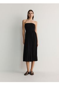 Reserved - Sukienka z wiskozą - czarny. Kolor: czarny. Materiał: wiskoza