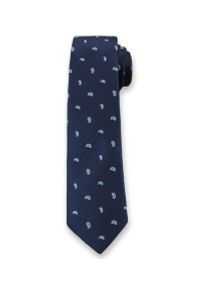 Krawat Męski ze Wzorem PAISLEY - 6 cm - Angelo di Monti, Ciemny Granatowy. Kolor: niebieski. Wzór: paisley #1