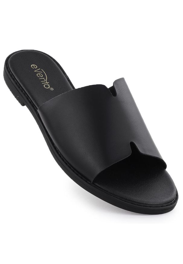 Klapki damskie klasyczne czarne eVento 8835. Kolor: czarny. Materiał: skóra ekologiczna. Sezon: lato. Styl: klasyczny