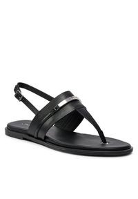 Calvin Klein Sandały Flat Tp Sandal Metal Bar Lth HW0HW02031 Czarny. Kolor: czarny